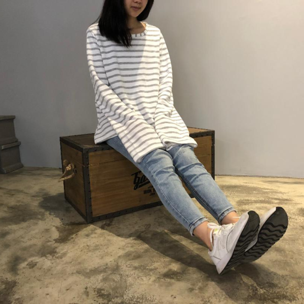 寬袖條紋圓領T：圖片 3