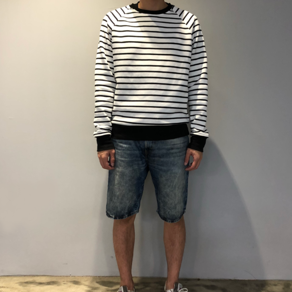 條紋刷毛大學T